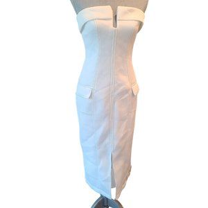 NWOT  Asos Design White Bodycon Preppy Tubeless Midi Dress Size 8